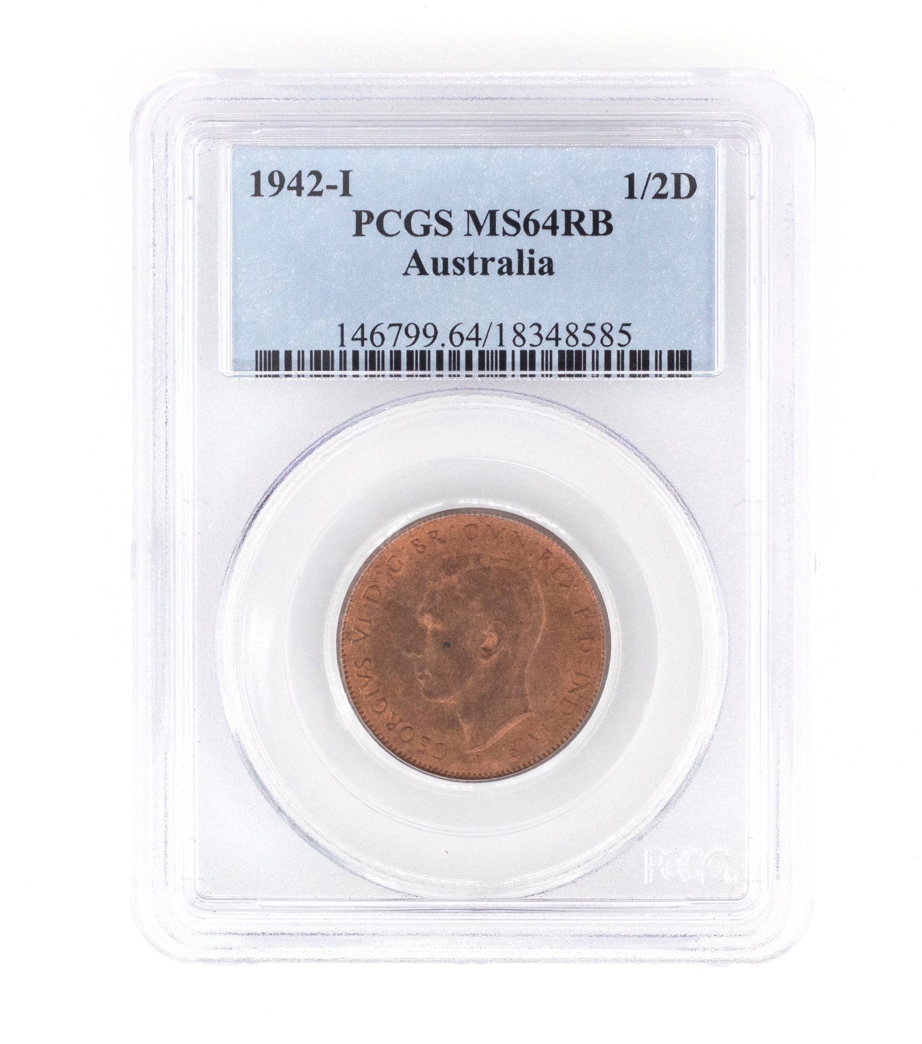 George VI, Halfpenny, MS64RB , 1942-I