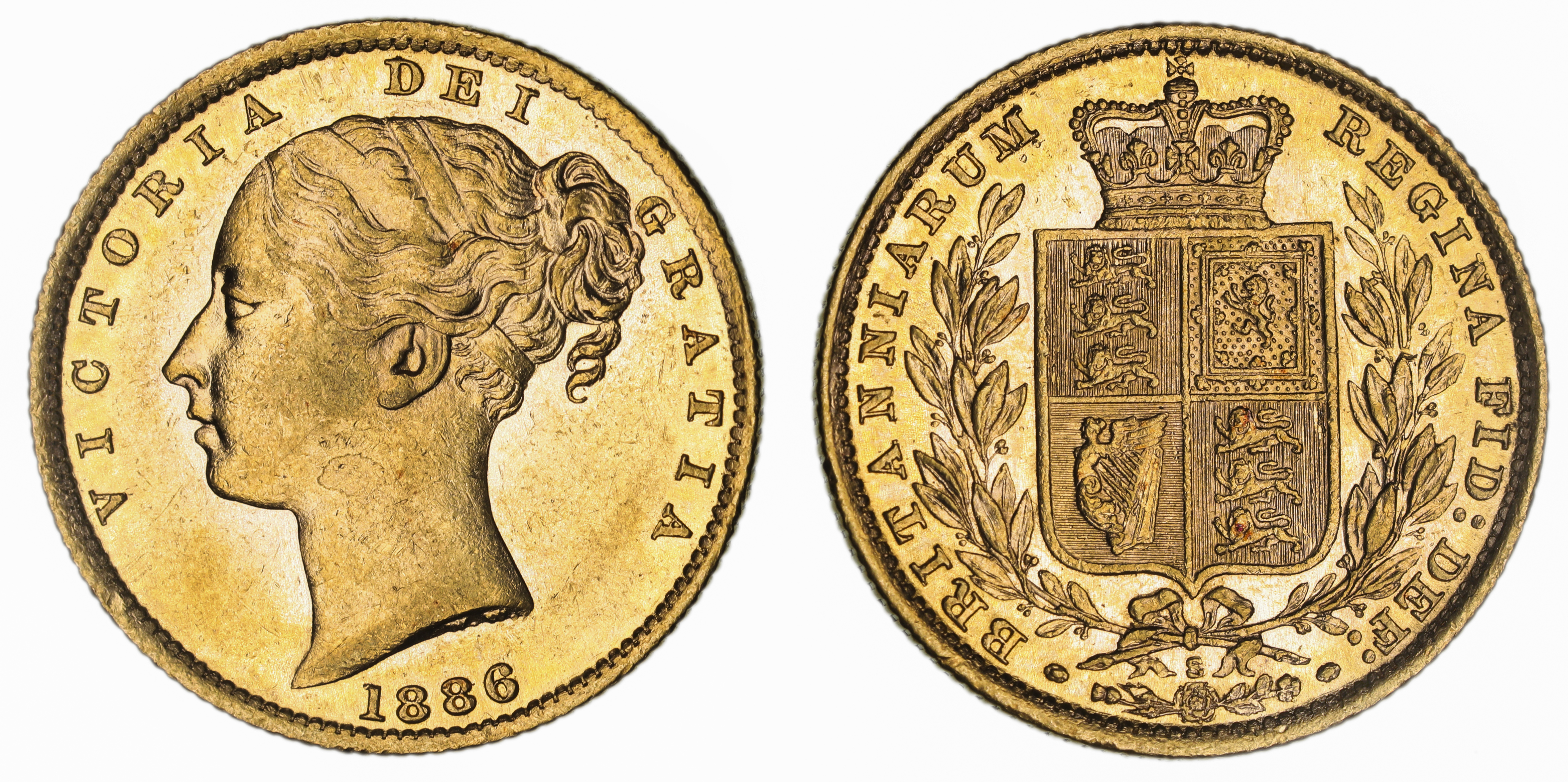 Victoria, Shield Reverse - Sydney Mint - Young, Sovereign, 1886, gEF