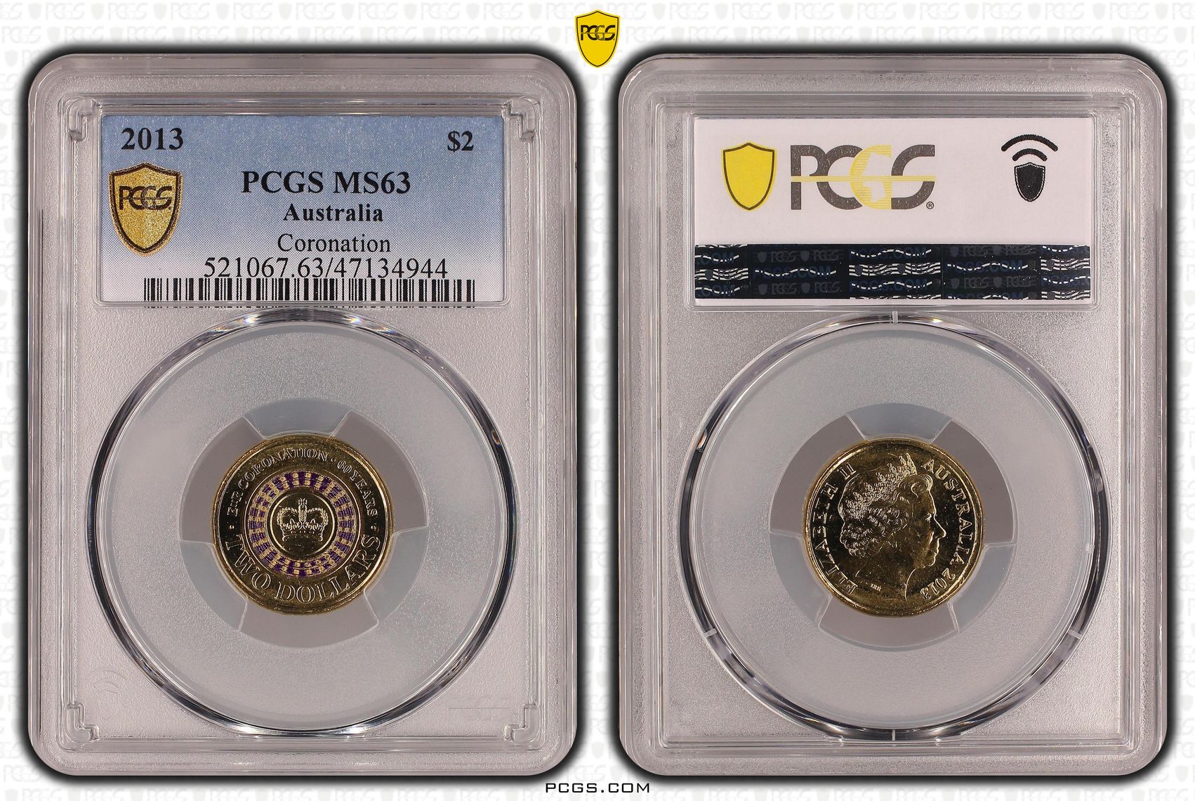 Elizabeth II, Coronation Colorized, Two Dollar, 2013, PCGS MS63