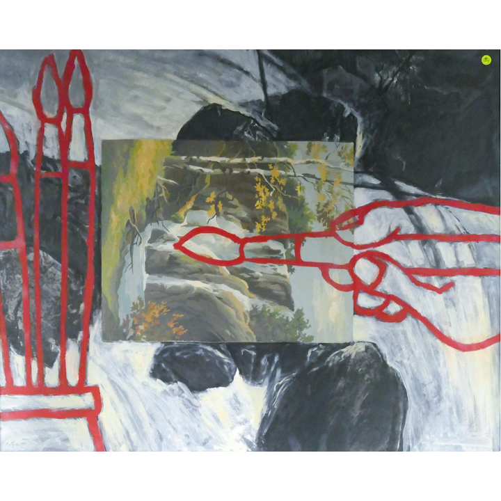 Neil Meitzler ''Paint by Numbers Waterfall'' 1994 Mixed Media Collage