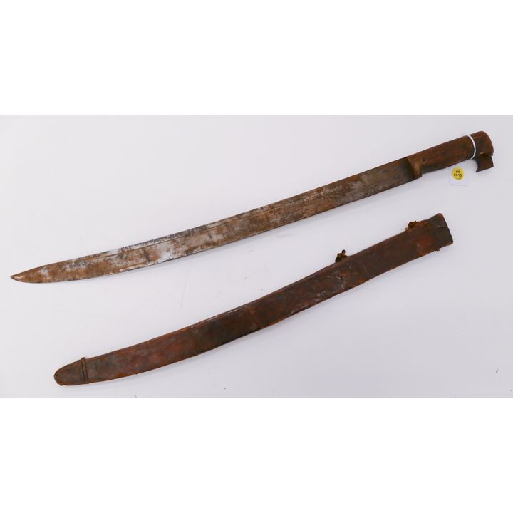 Antique African Sword with Leather Scabbard- 27''