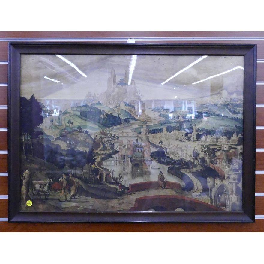 Medieval Landscape Print Framed- 24x33''