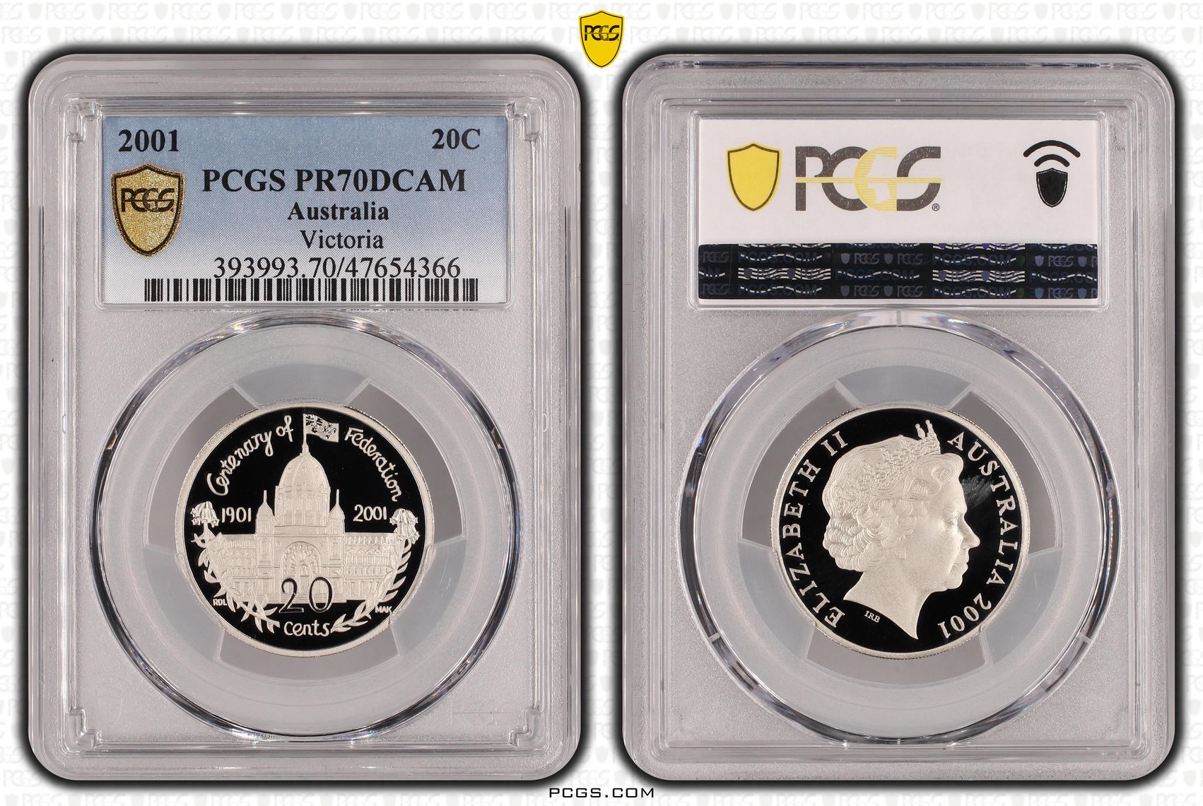 Elizabeth II, Victoria, Twenty Cent, 2001, PCGS PR70DCAM