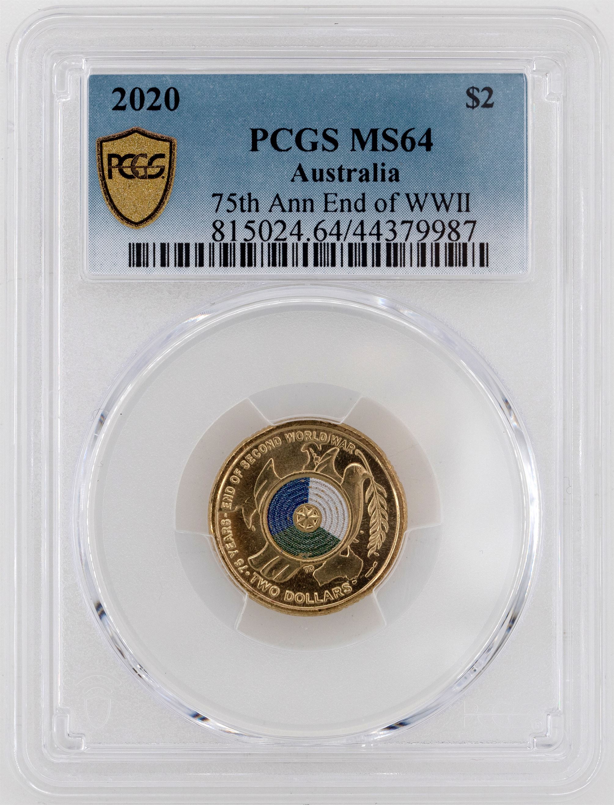 2020 Australia Two Dollar, $2 75th Ann End of WWII PCGS - MS64 -987