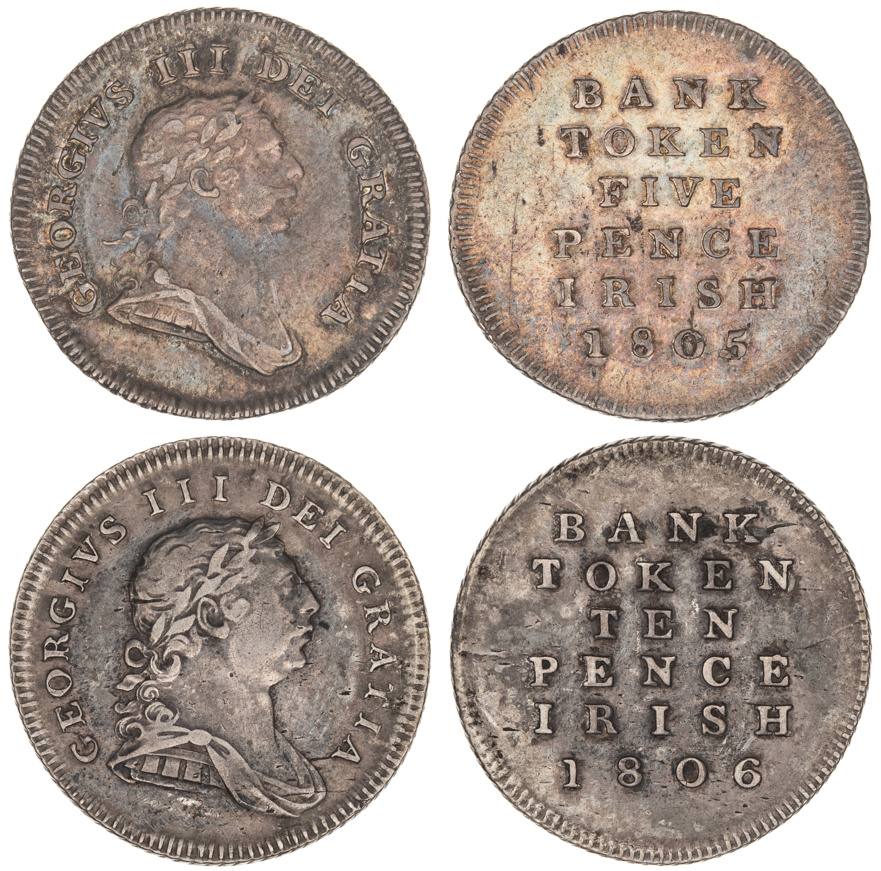 Ireland, George III, Five Pence - Ten Pence, 1805-06, gVF