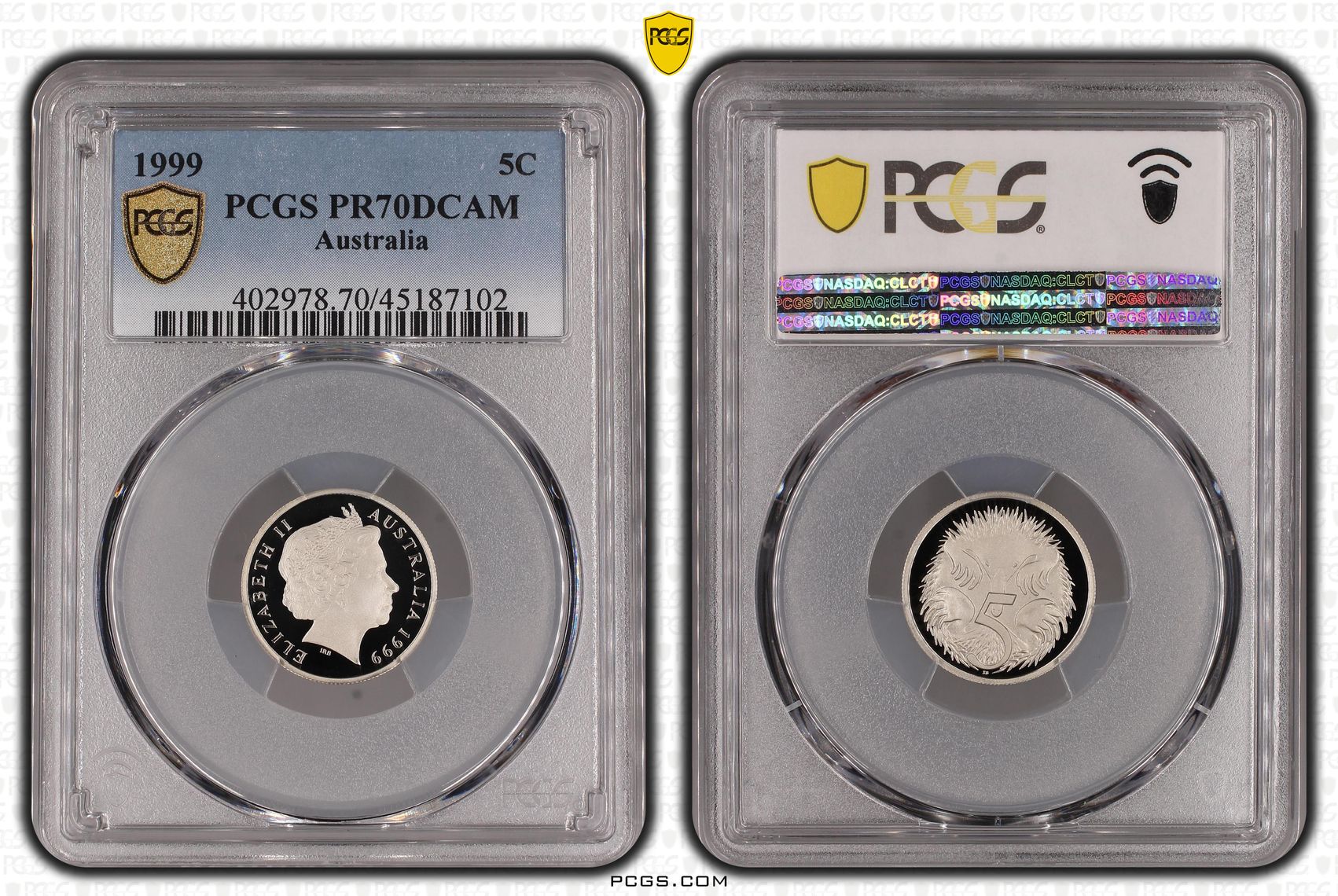 1999 Australia Five Cent, 5c PCGS - PR70DCAM POP 35/0 -102