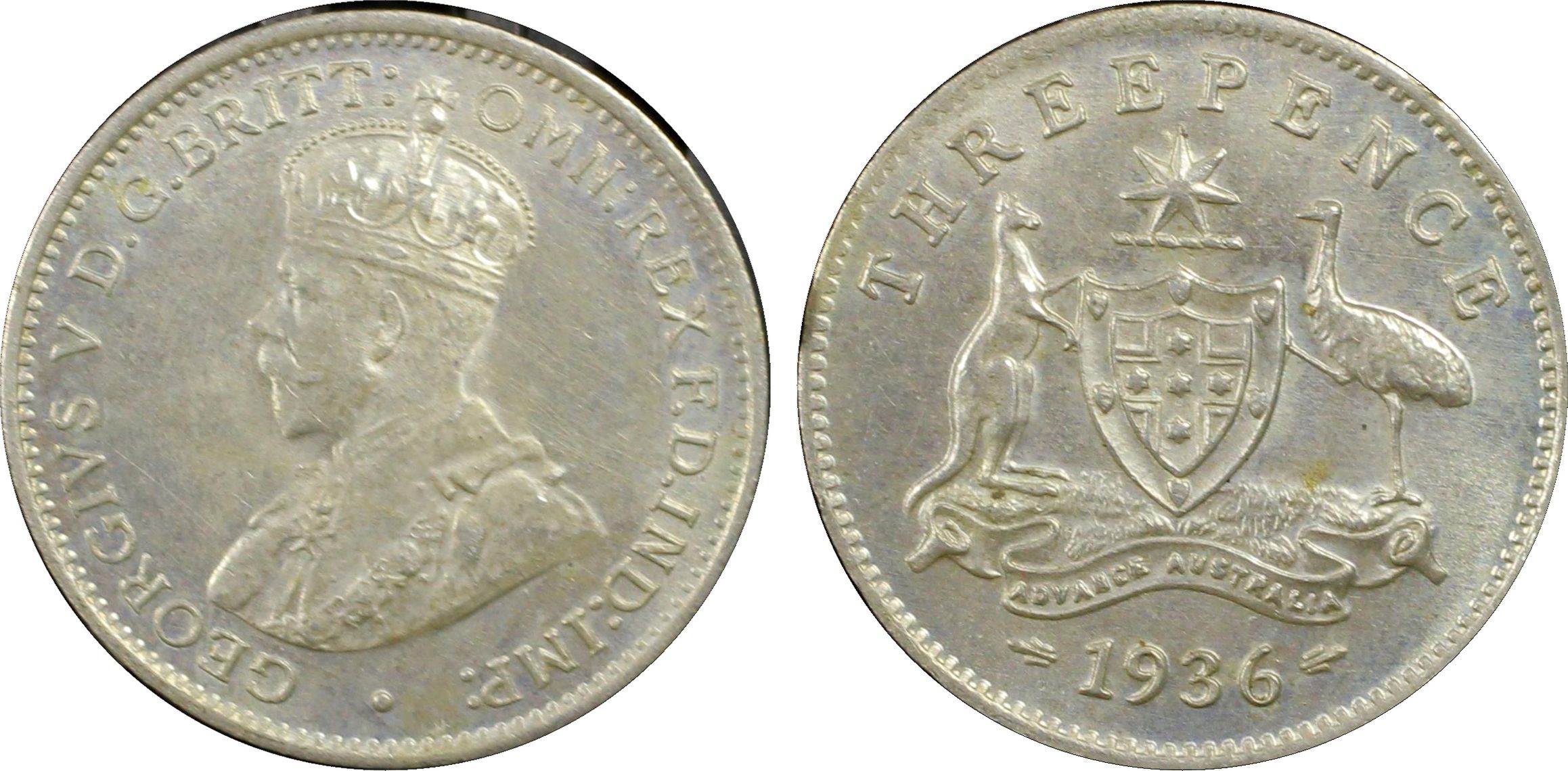George V, Threepence, 1936(m), PCGS MS64