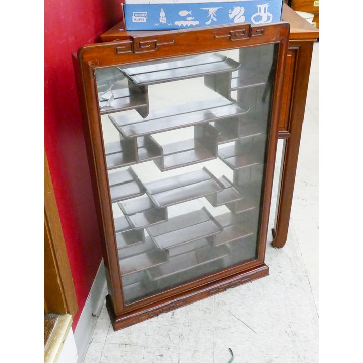 Chinese Dark Rosewood Hanging Snuff Bottle Cabinet- 33x20x4''