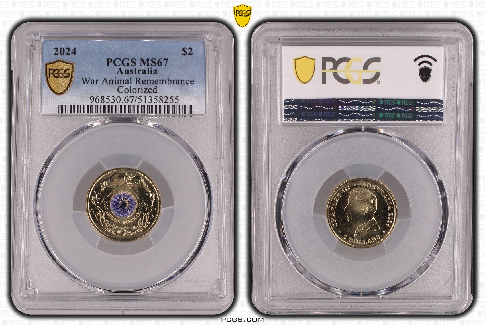 War Animal Remembrance Colorized, Two Dollar, 2024, PCGS MS67