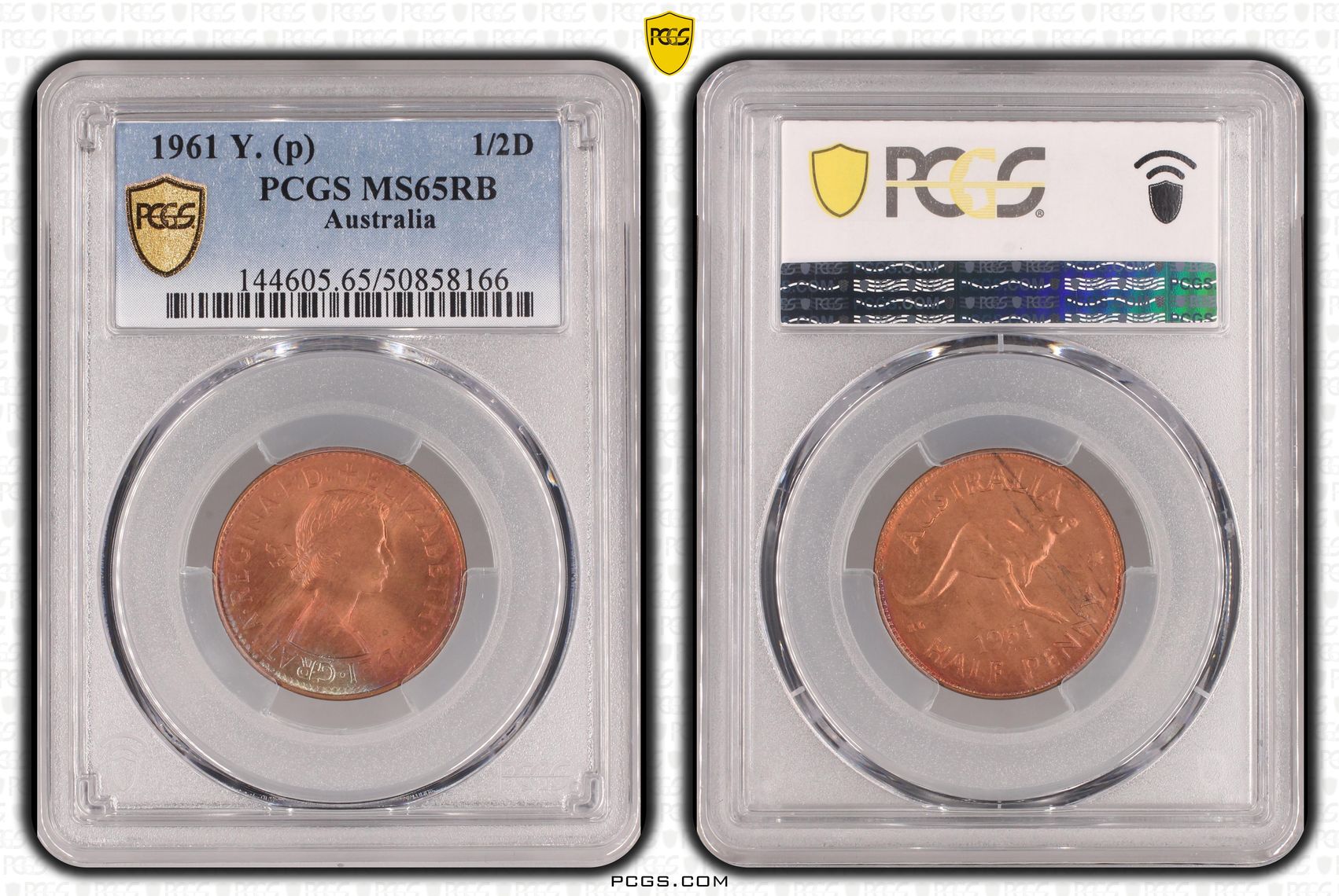 Halfpenny, 1961, PCGS MS65RB