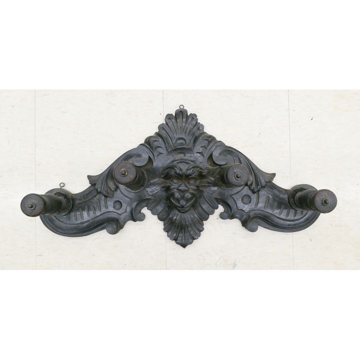 Antique Ebonized Carved Griffin Coat Rack- 13x26''
