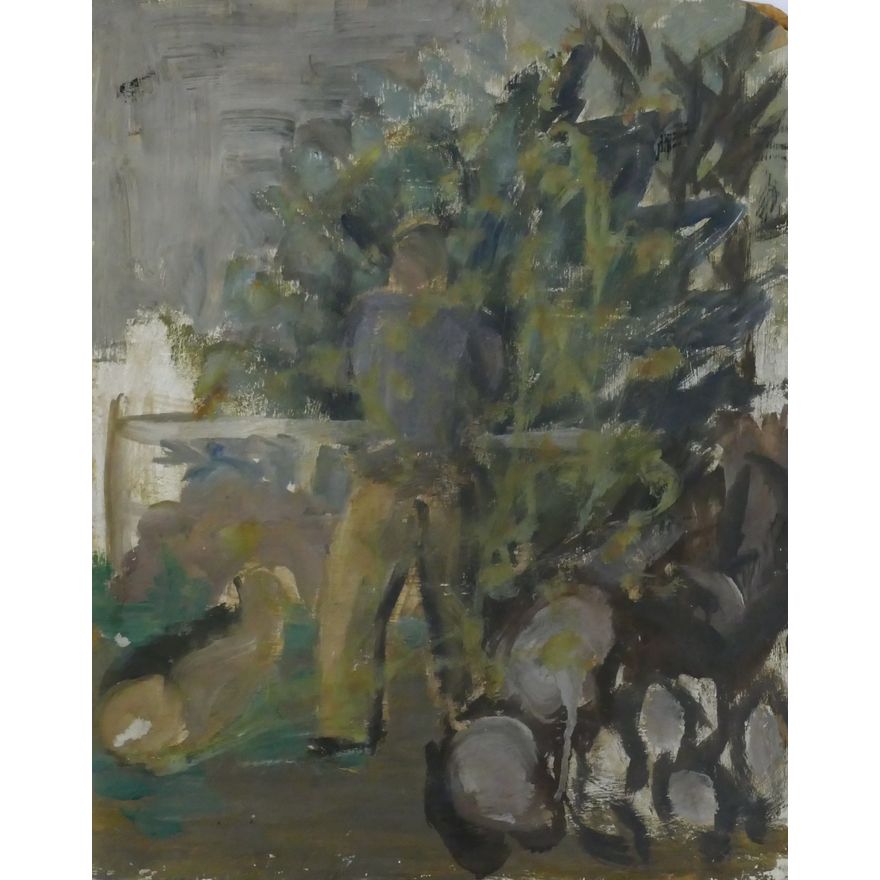 Arthur or Albert Runquist ''Figure in Landscape'' Oil on Masonite