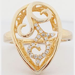 YELLOW GOLD COLOR SILVER DESIGN RING-51921/320