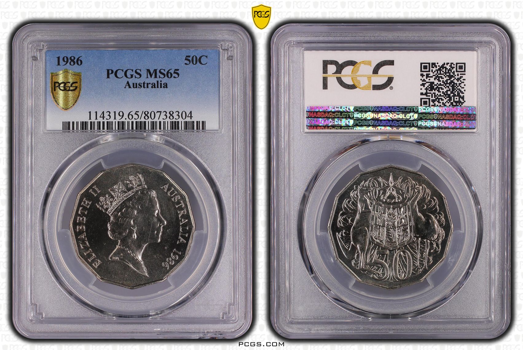 Elizabeth II, Fifty Cent, 1986, PCGS MS65