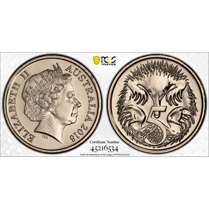 Elizabeth II, Five Cent, 2016, PCGS MS68