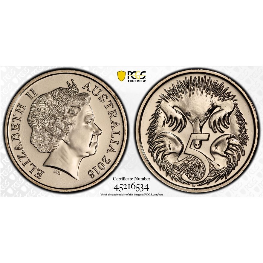 Elizabeth II, Five Cent, 2016, PCGS MS68