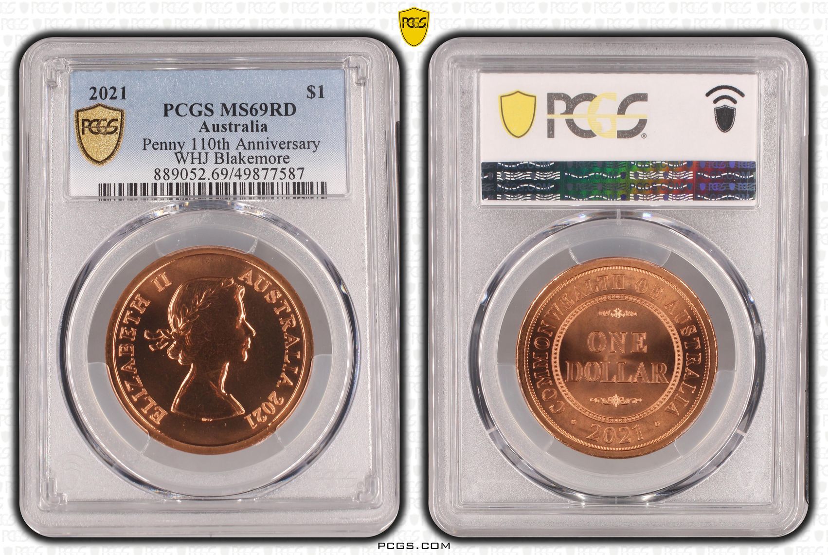Penny 110th Anniversary , One Dollar, 2021, PCGS MS69RD