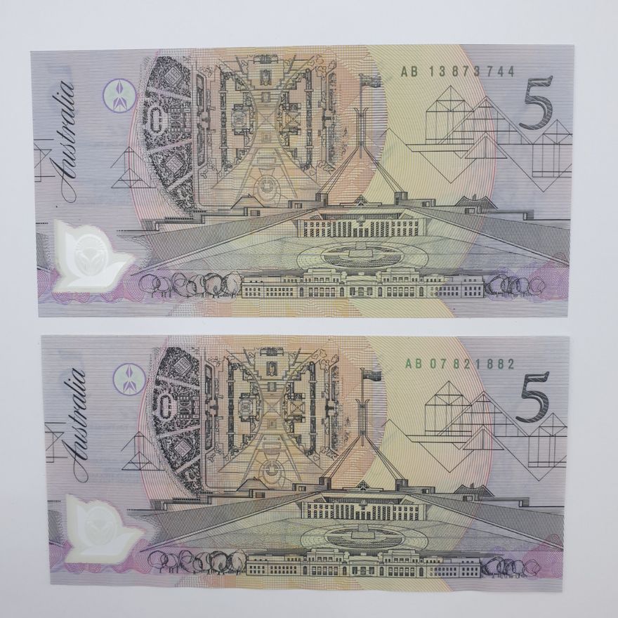 Aus. F/C $5 Notes (x2)