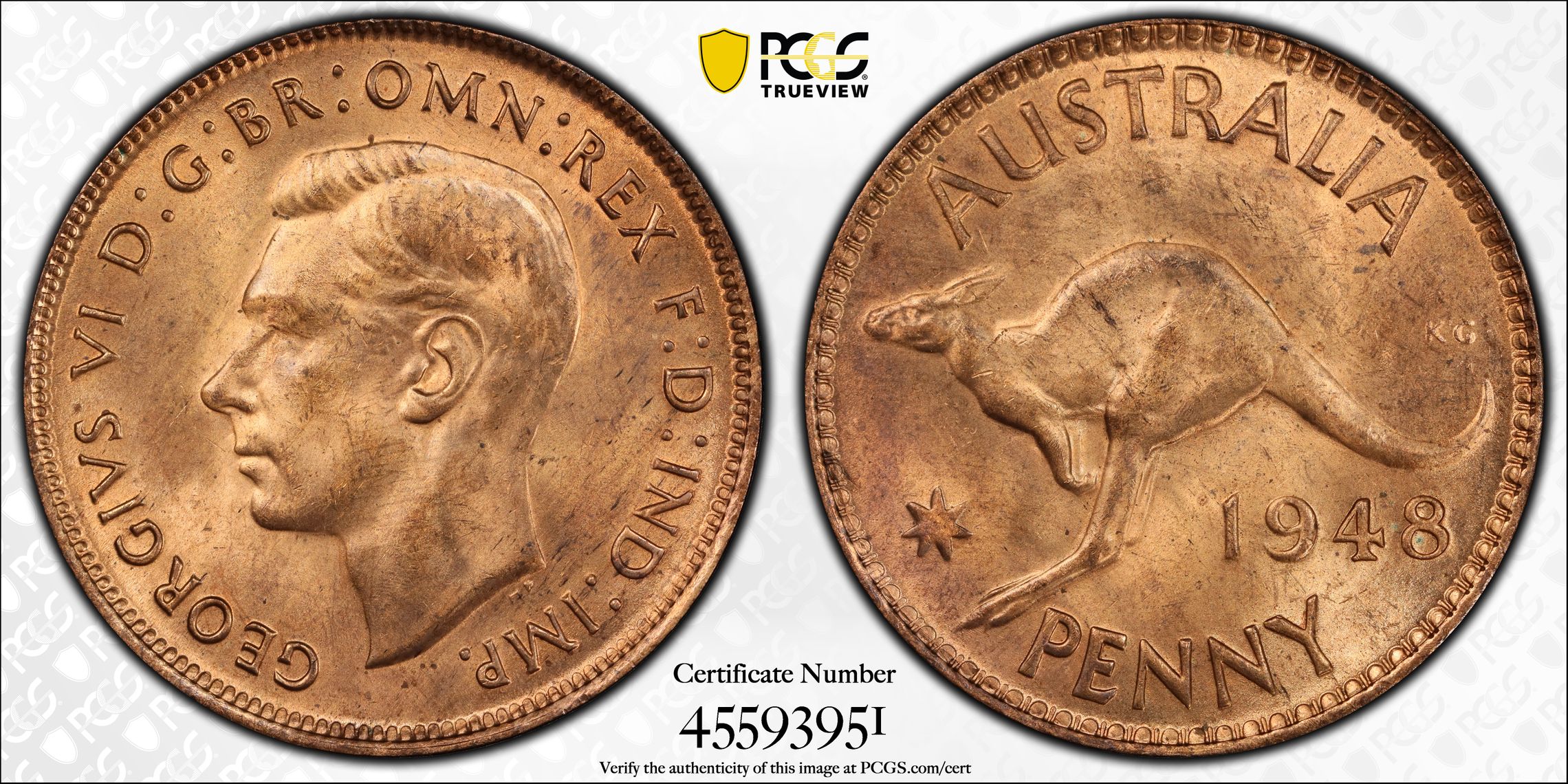 George VI, Penny, 1948, PCGS MS64RD