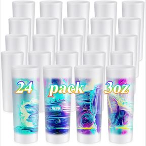 HSEI 22PCS SUBLIMATION FROSTED SHOT GLASSES 3 OZ SHOT GLASSES SUBLIMATION BLANKS PERSONALIZED GLASS CUPS WITH HEAVY BASE FOR WINE