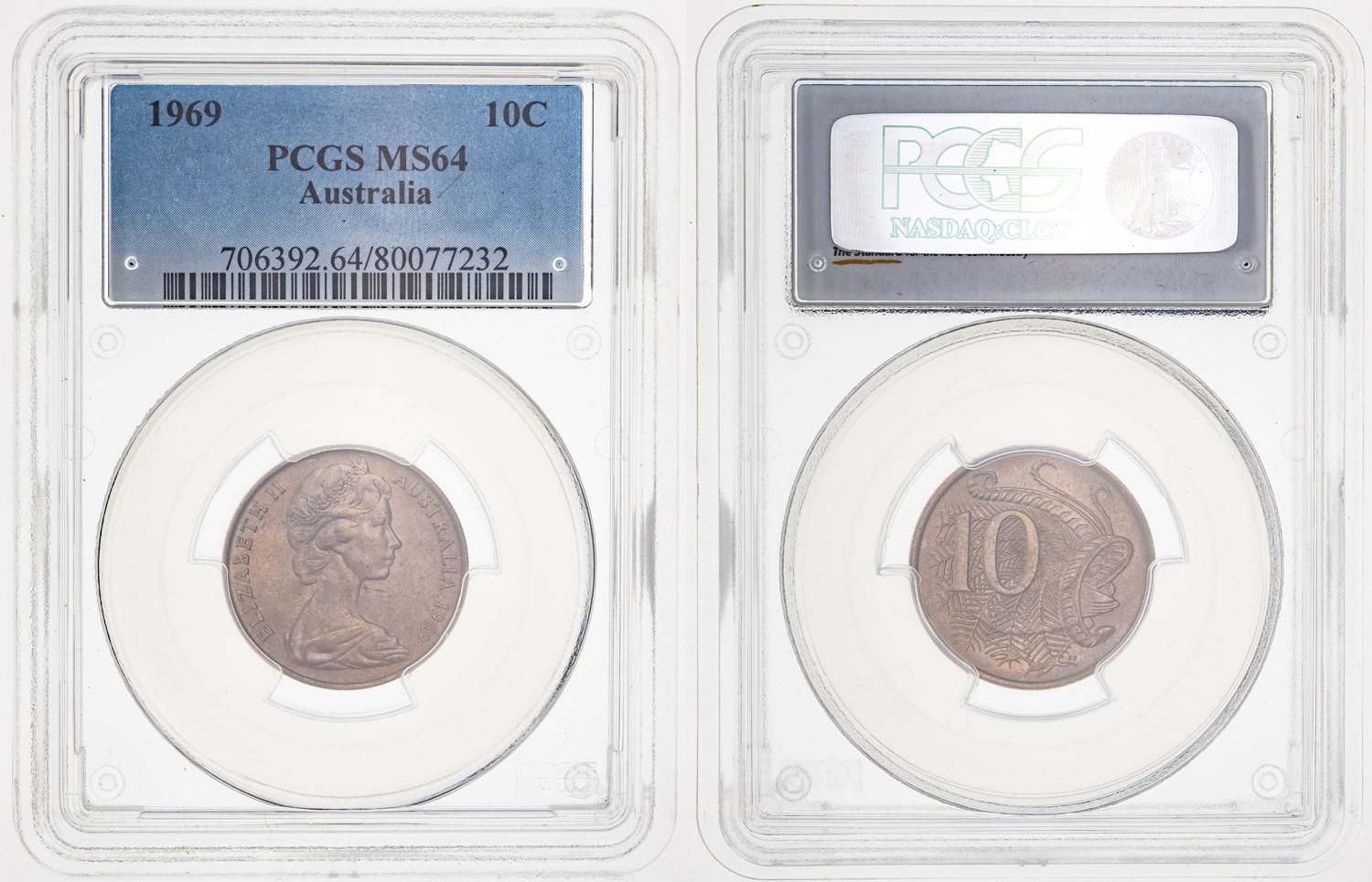 Ten Cent, 1969, PCGS MS 64