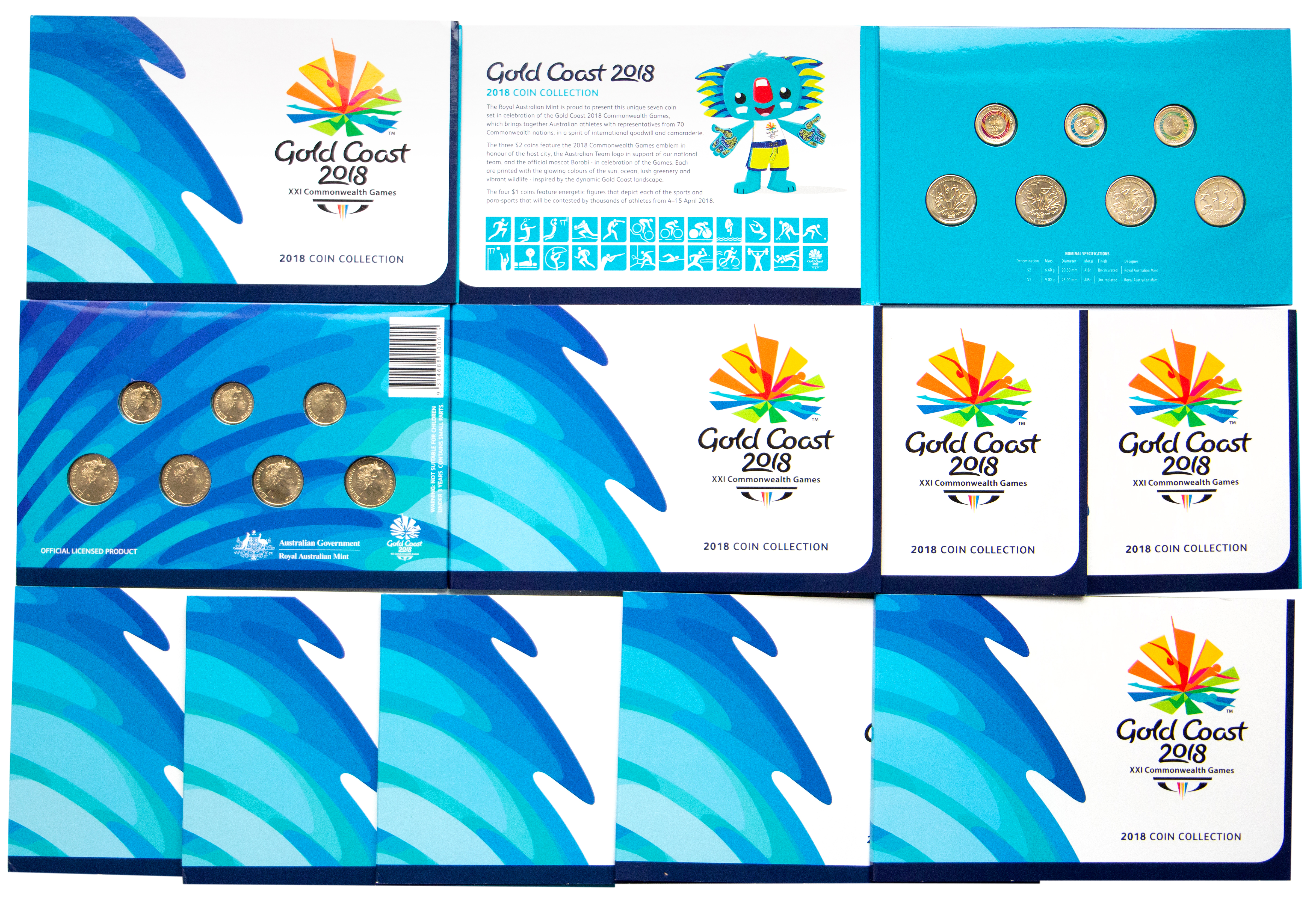 Elizabeth II, Gold Coast Commonwealth Games, Mint Sets, 2018, UNC