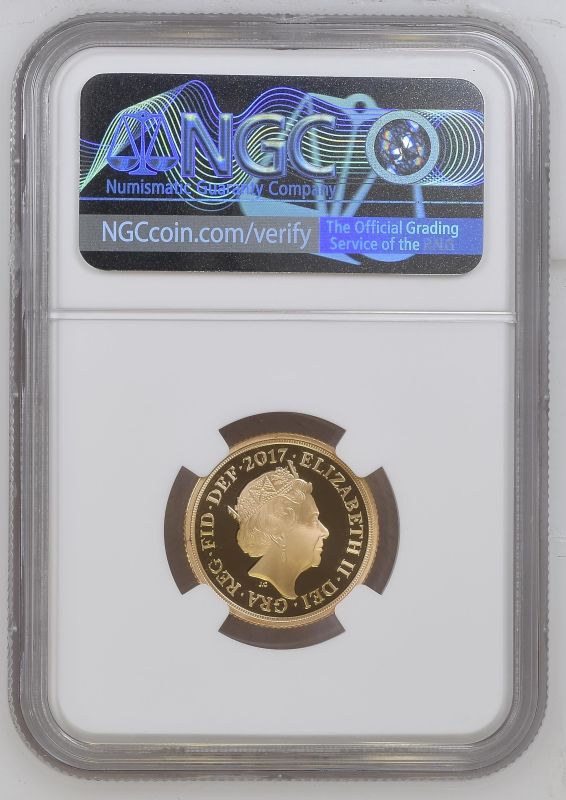 イギリス 2017 エリザベス2世 1ソブリン 金貨 NGC PF70UC