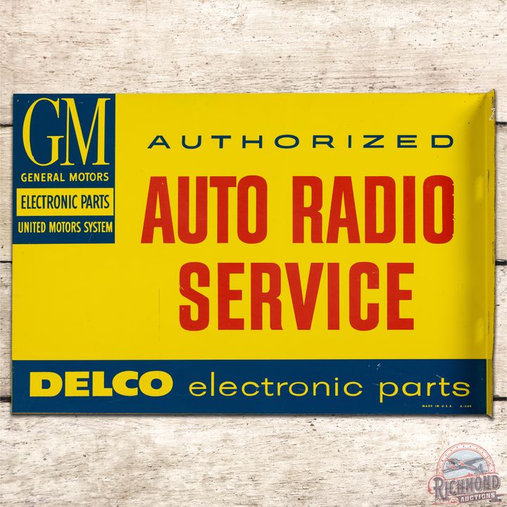 GM General Motors Auto Radio Service DST Flange Sign - 9 & 8.5