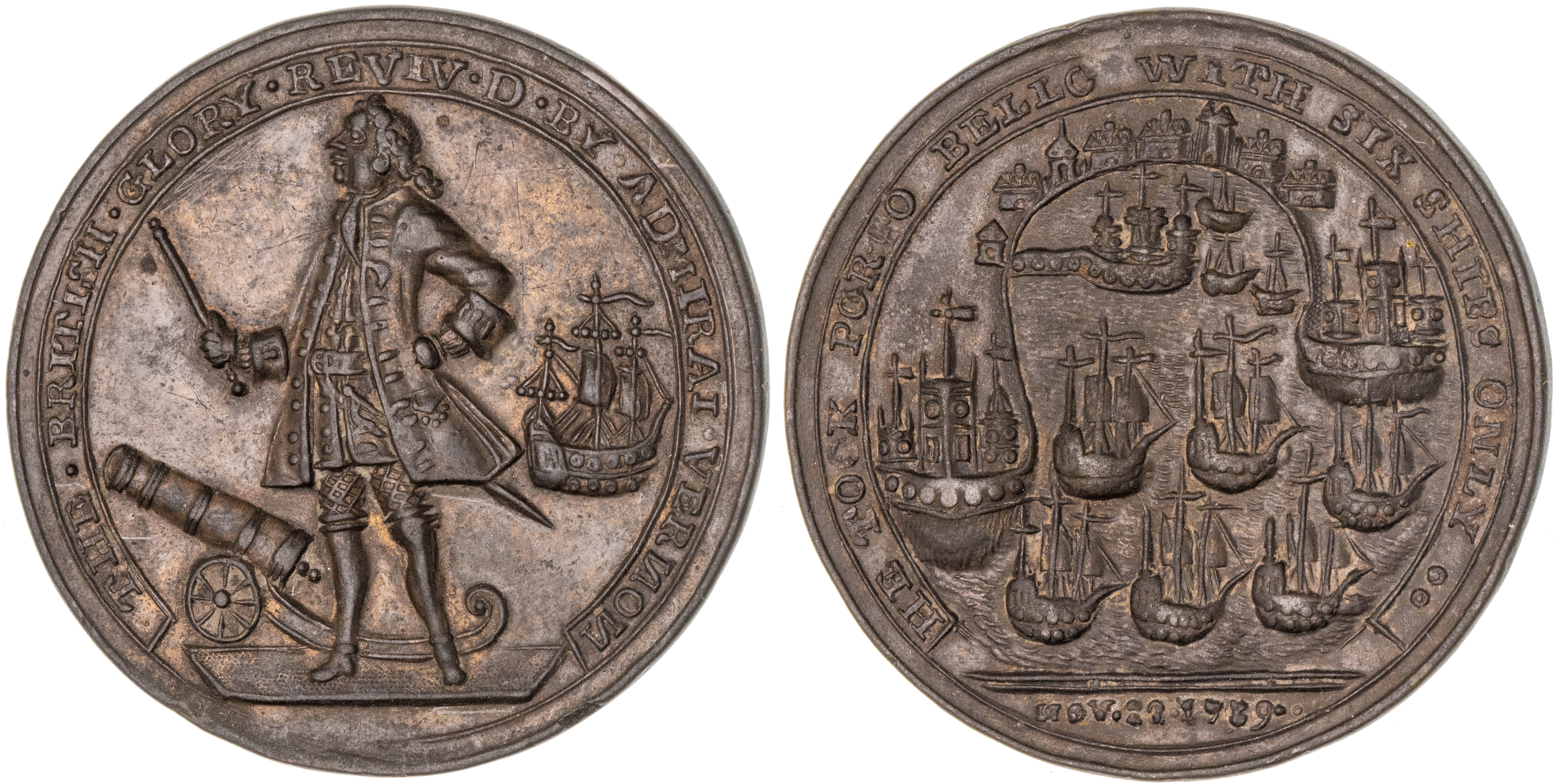 406 · Great Britain, Admiral Vernon, Portobello Medal, 1739, EF