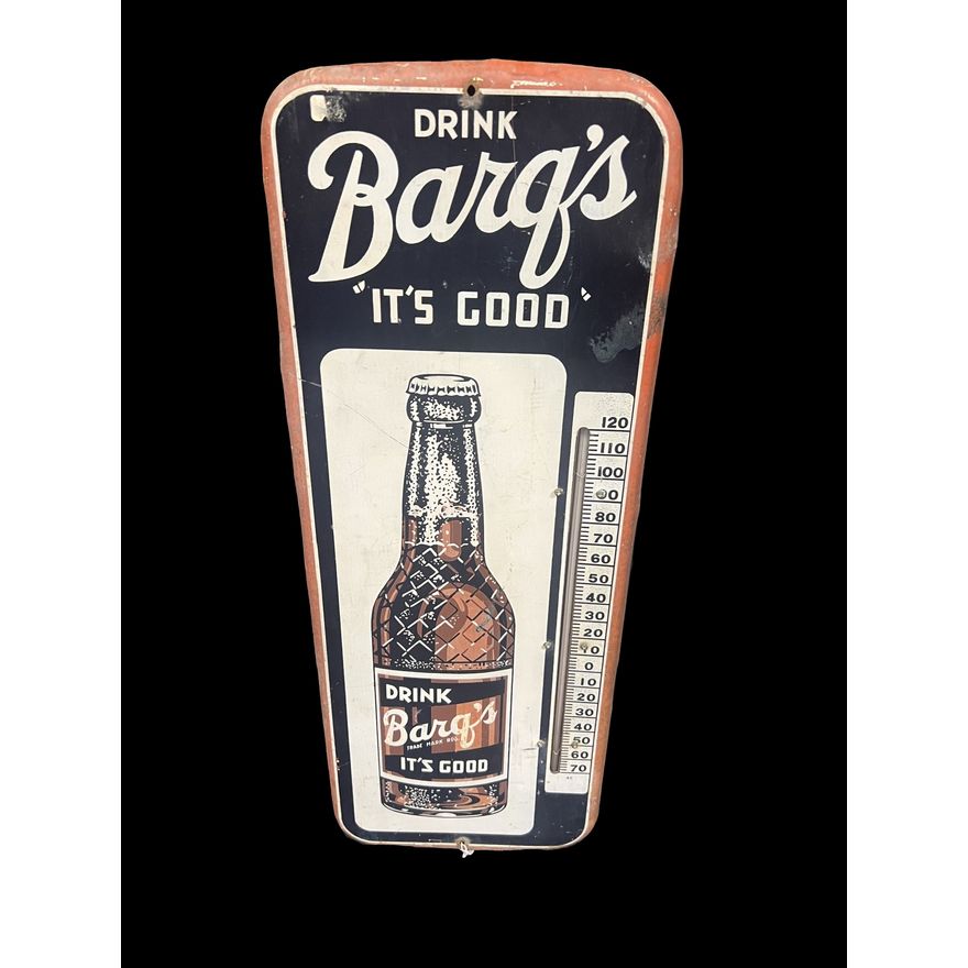 Drink Barq's It's Good Tin Metal Soda Thermometer