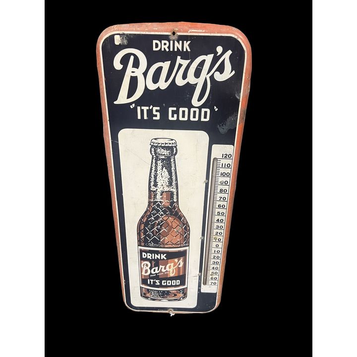 Drink Barq's It's Good Tin Metal Soda Thermometer