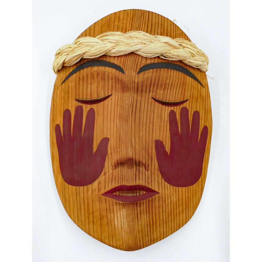 Kelly Moses Sr. (Tulalip) ''A Prayer for Our Children'' 2000 Cedar Mask 14''x10''