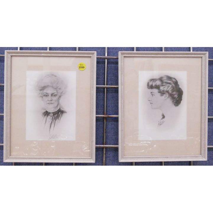 Pair Hugh Campbell Portrait Photographs- 11x9'' framed