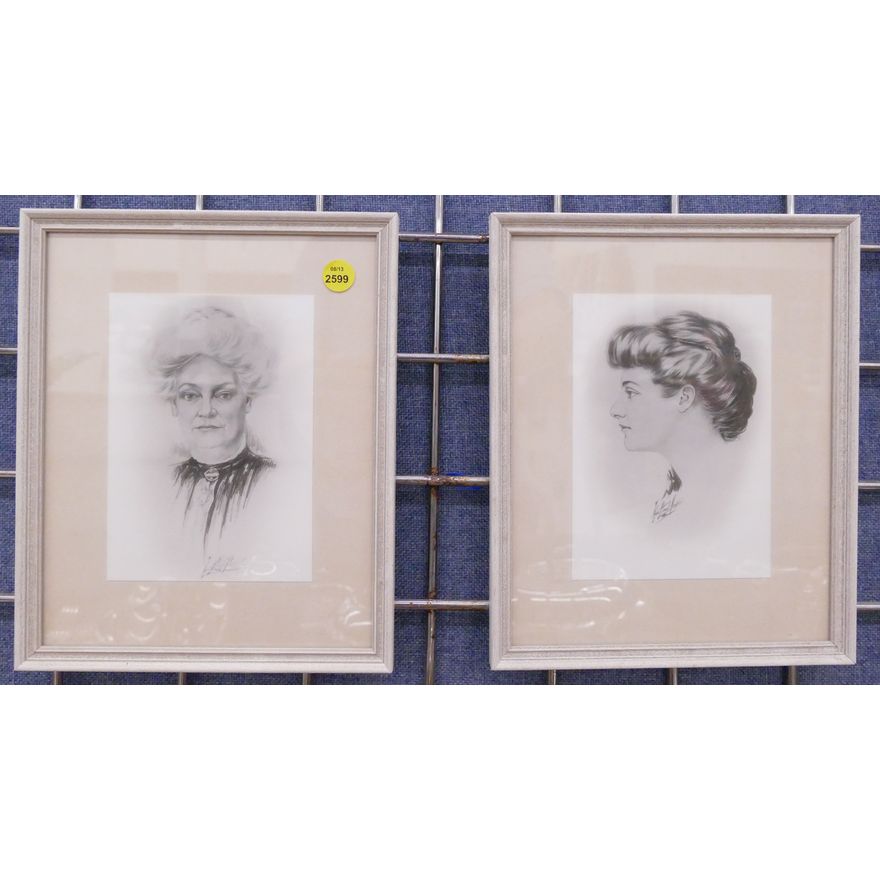 Pair Hugh Campbell Portrait Photographs- 11x9'' framed