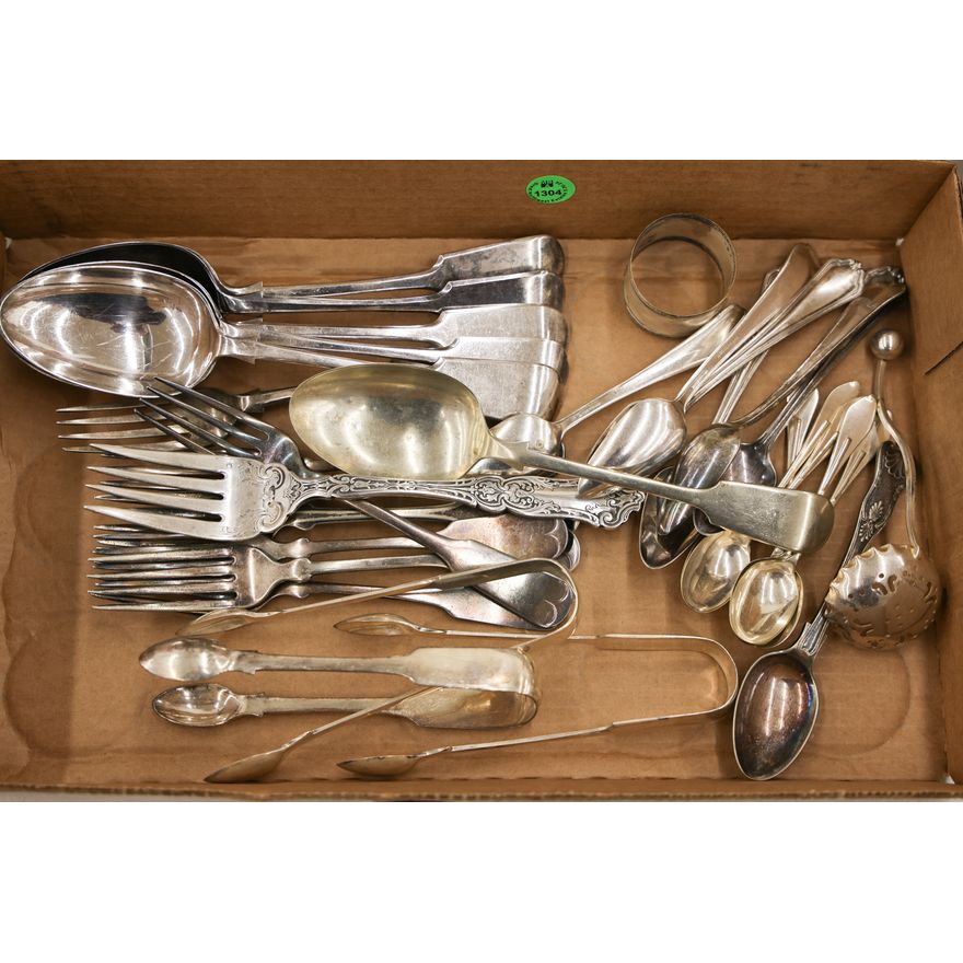 Box Antique Assorted Silverplated Flatware
