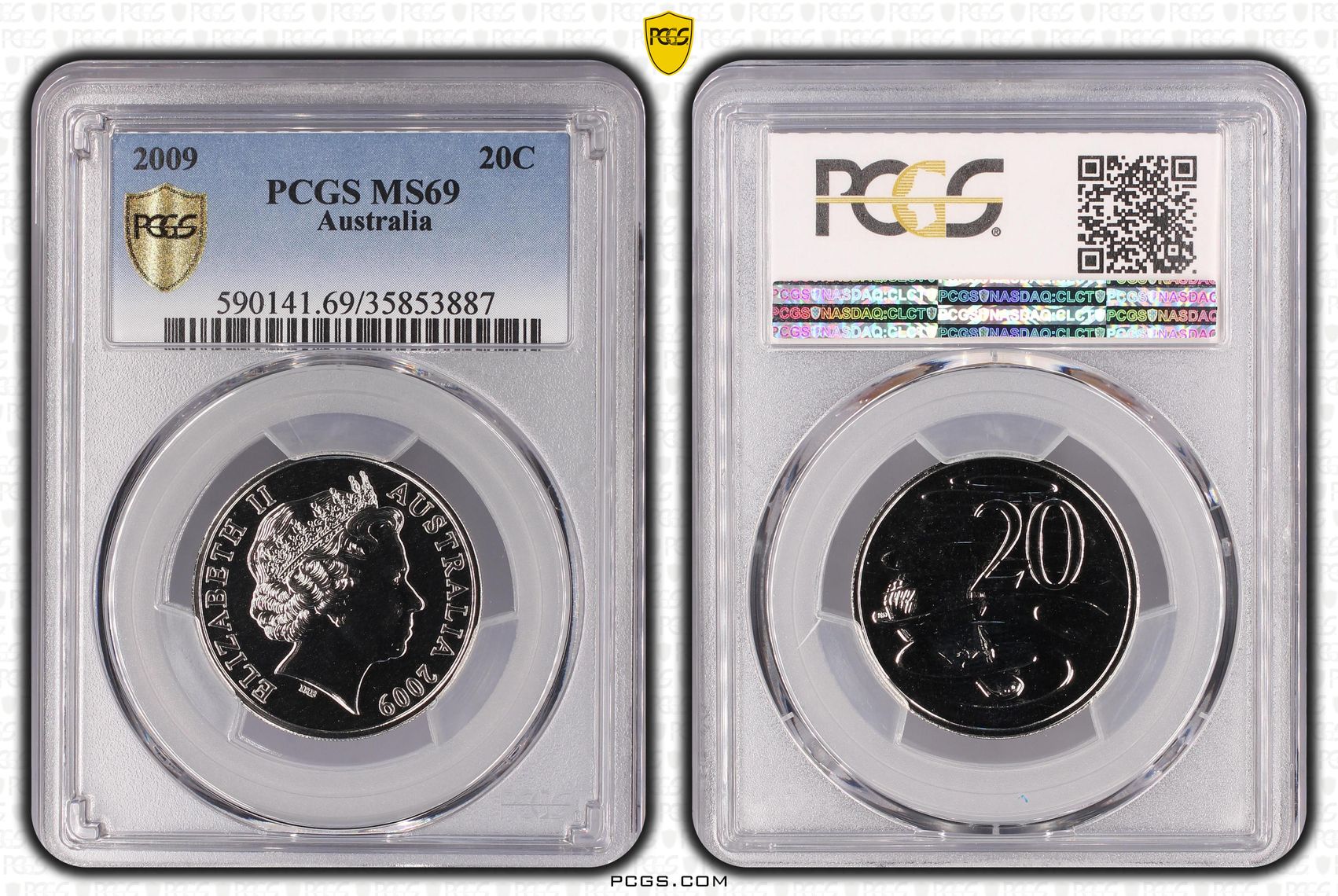 Twenty Cent, 2009, PCGS MS69