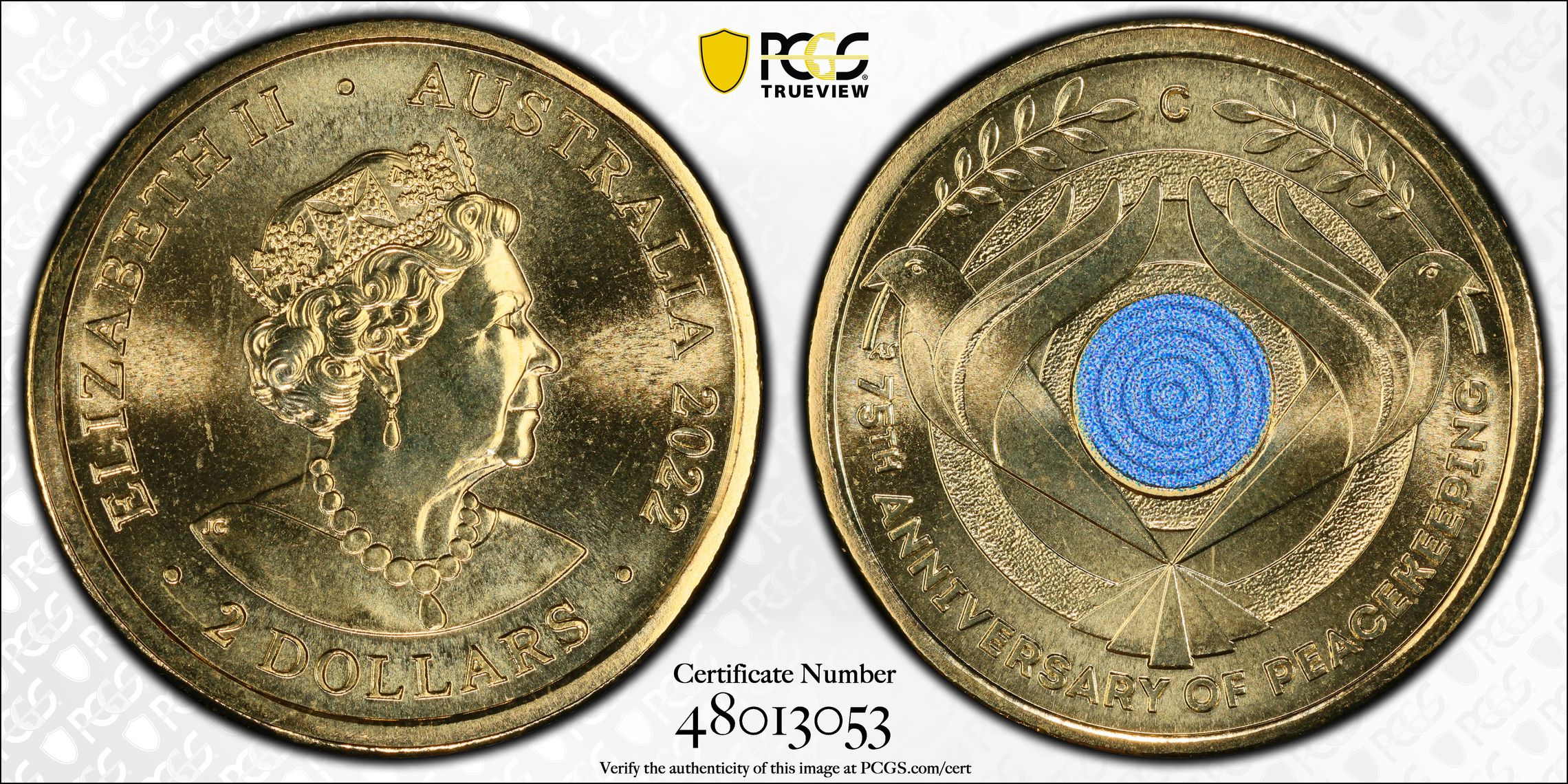 Peacekeeping Colourised, Two Dollar, 2022-C, PCGS MS68