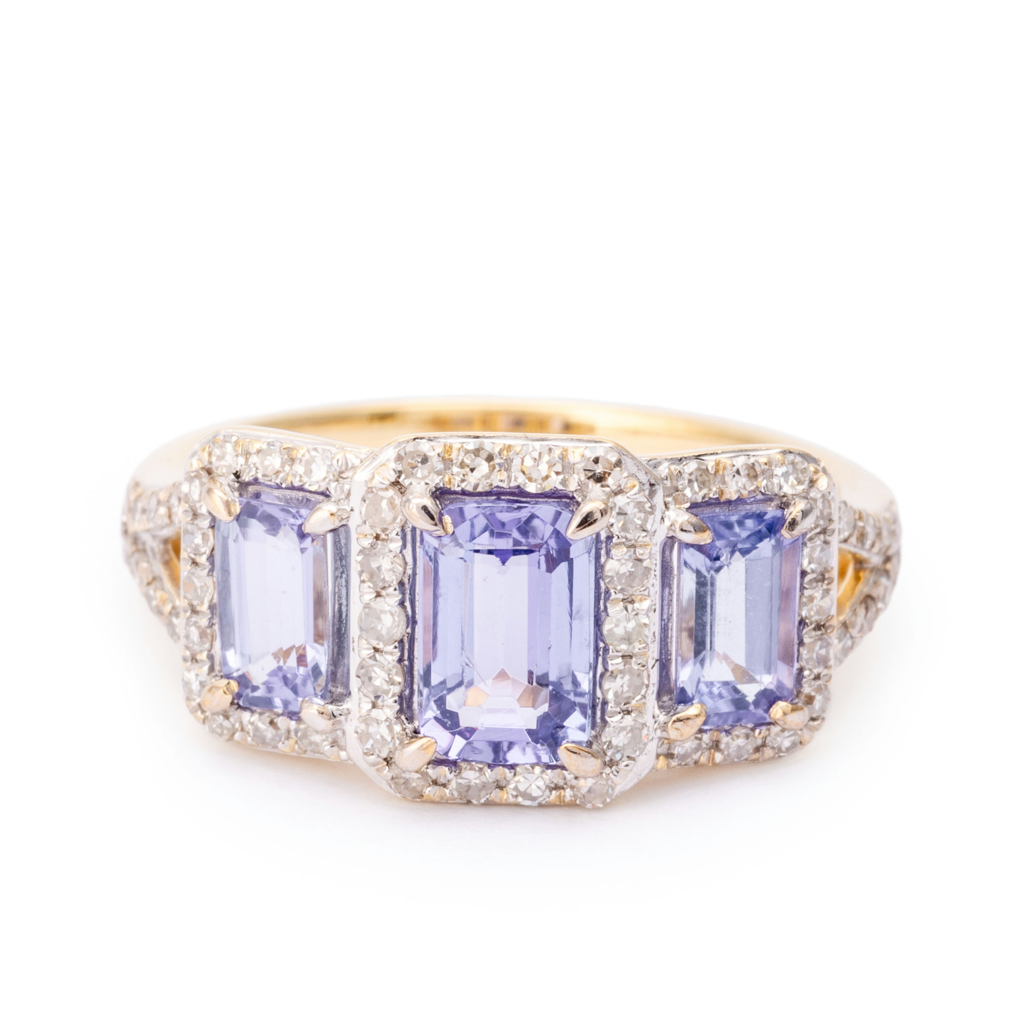 Blue Stone & Diamond Ring in 10ct Gold