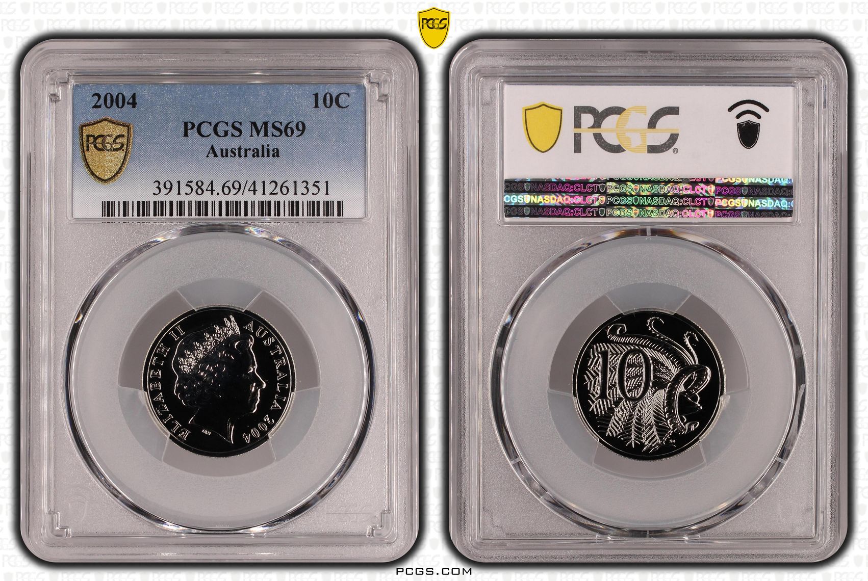 Elizabeth II, Ten Cent, 2004, PCGS MS69