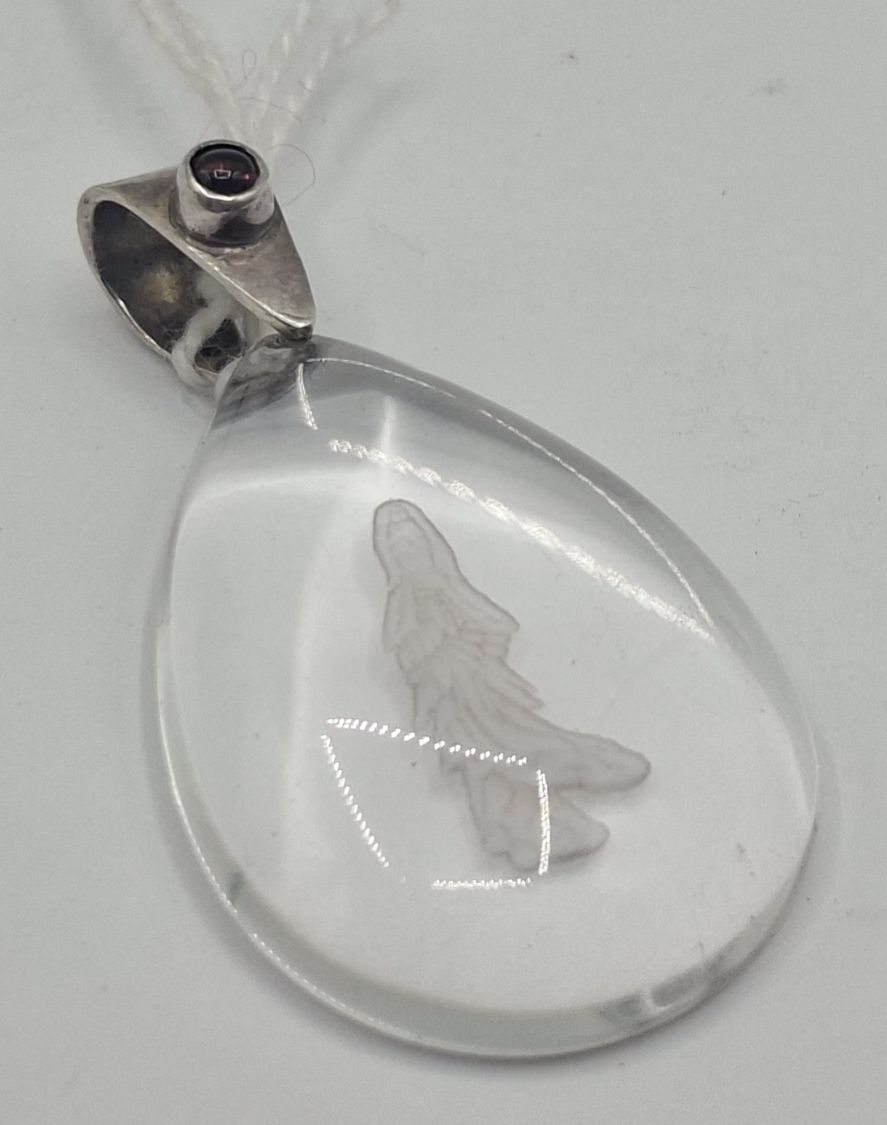 Sterling Silver Intaglio Quartz Pendant