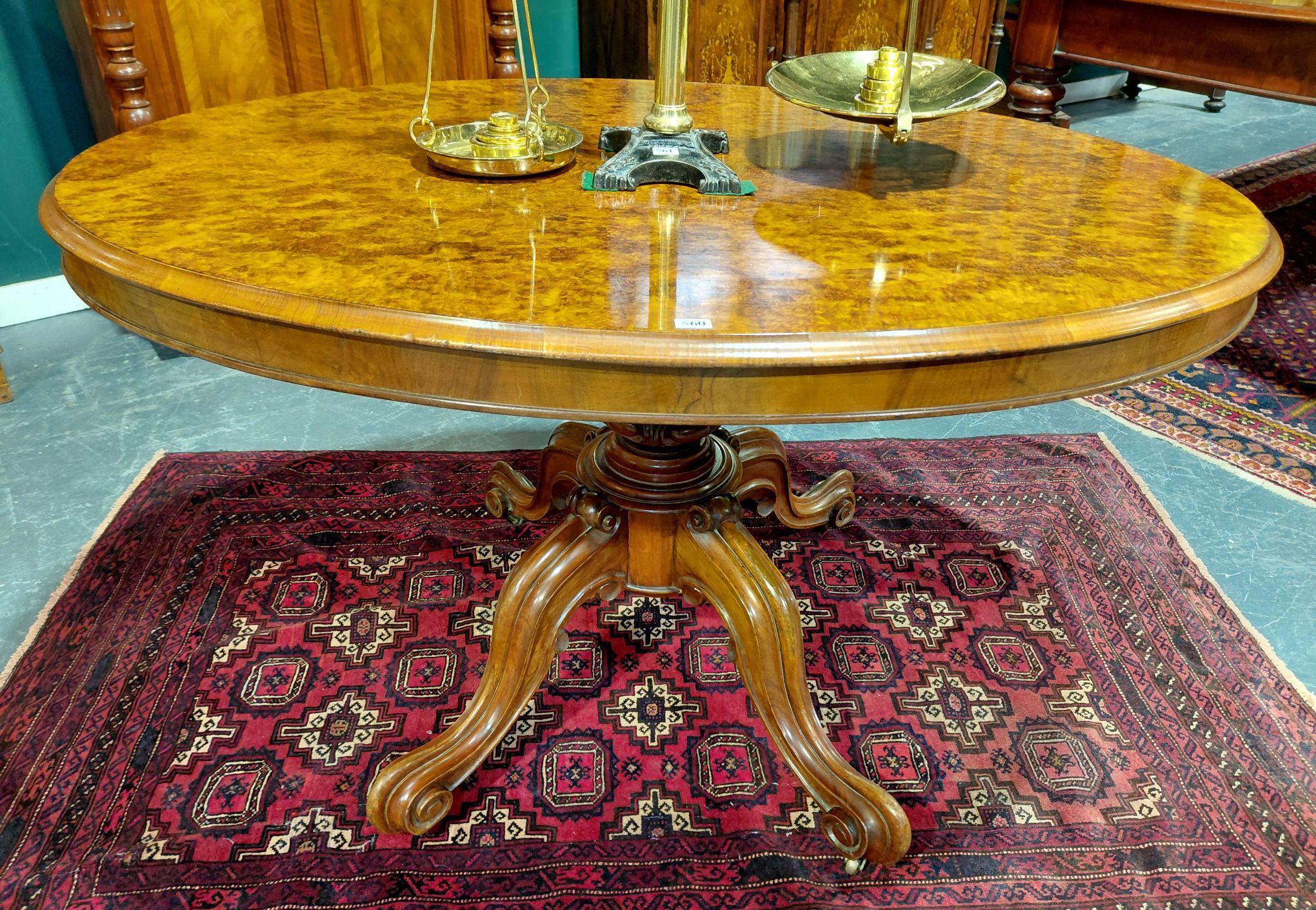 Antique Victorian Burr Walnut Tilt Top Table