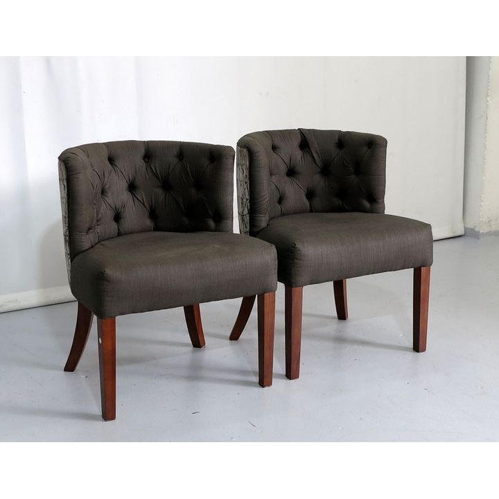 PAIR OF BUTTON UPHOLSTERED TUB CHAIRS