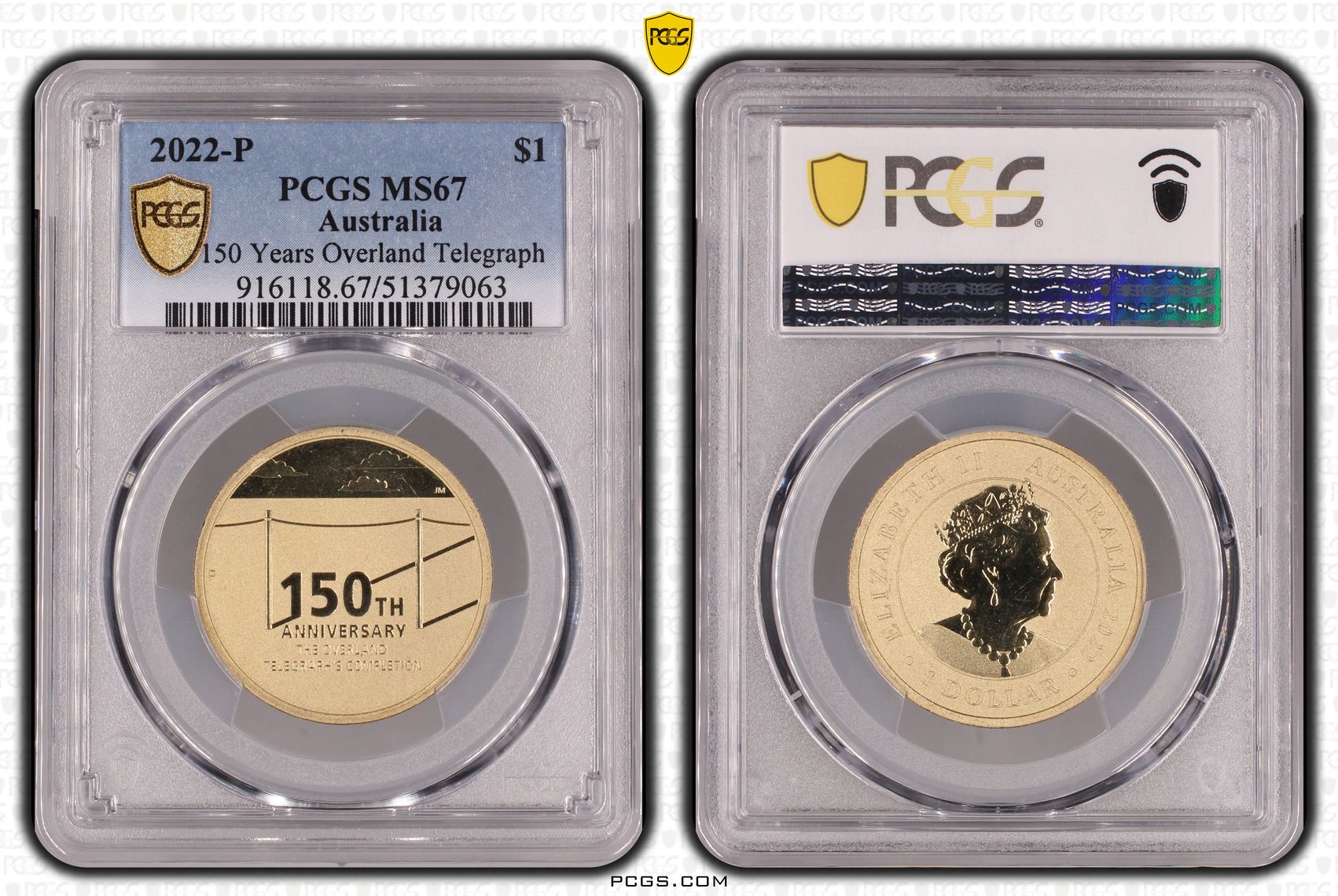 150 Years Overland Telegraph, One Dollar, 2022-P, PCGS MS67
