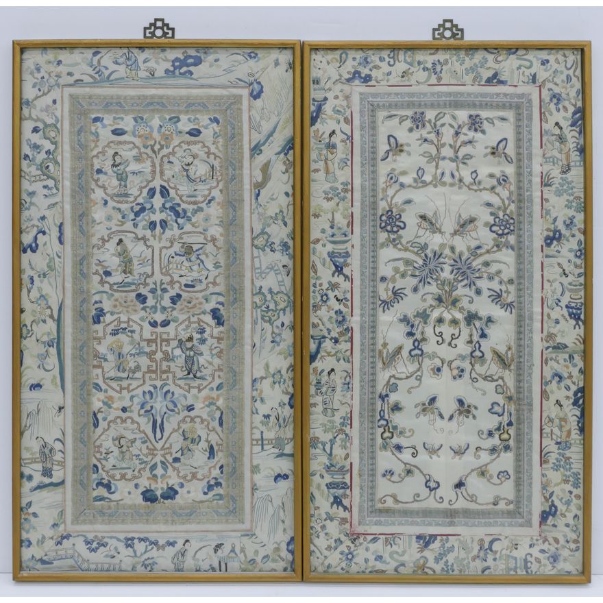 2 Pairs Chinese Silk Embroidered Sleeve Panels