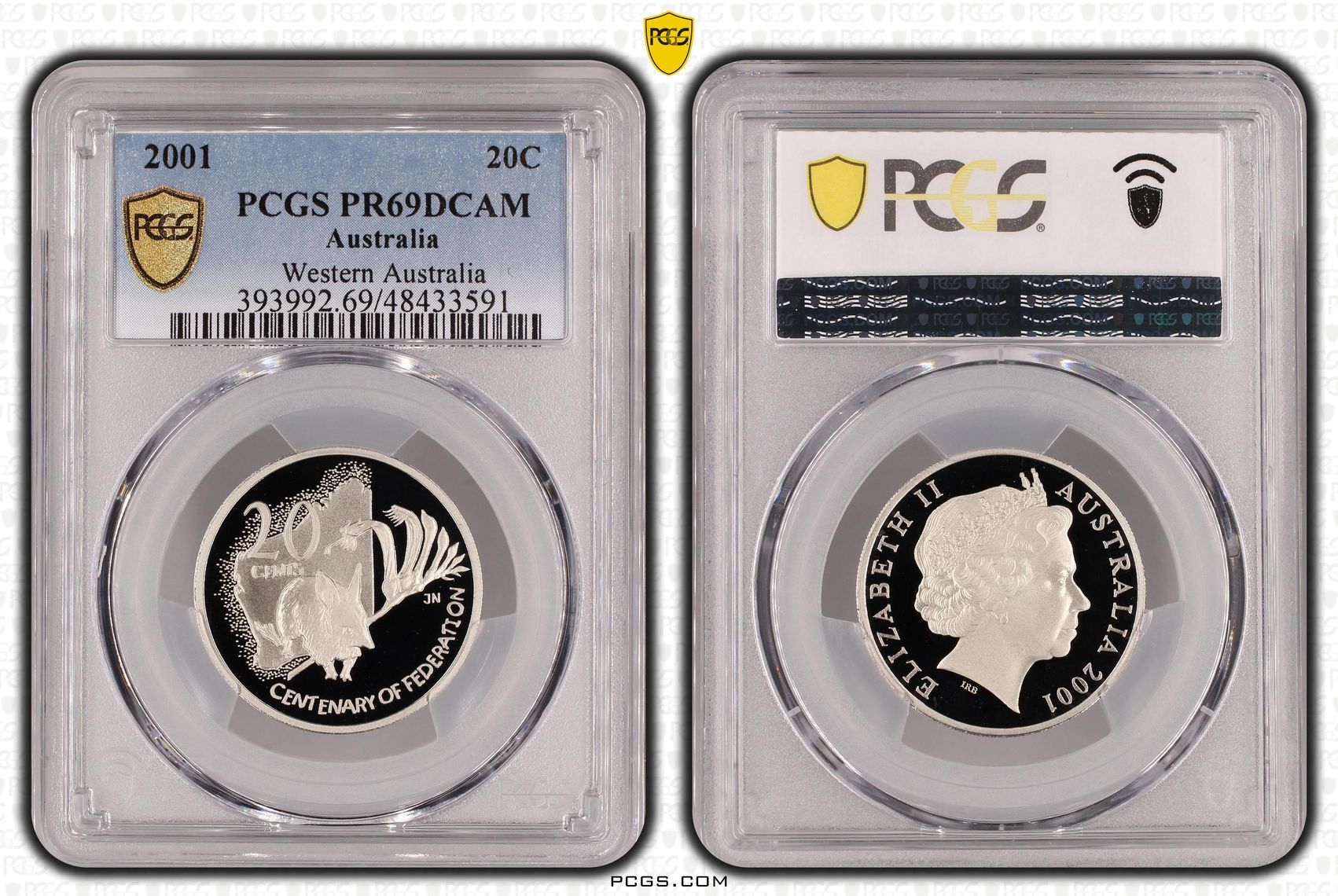Elizabeth II, Western Australia, Twenty Cent, 2001, PCGS PR69DCAM