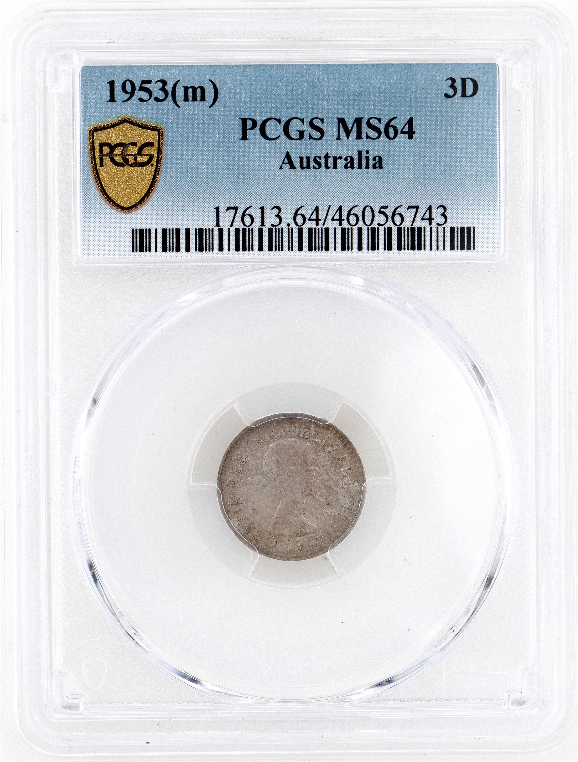 1953(m) Australia Threepence PCGS - MS64 -743