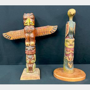Two Vintage Northwest Coast Totem Poles