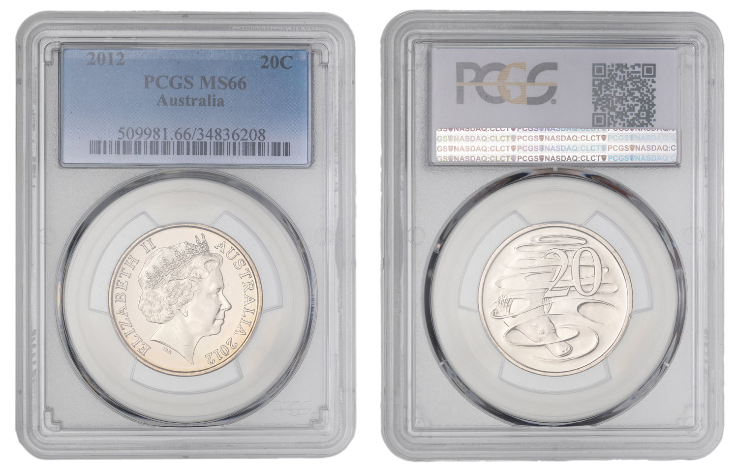 Elizabeth II, Twenty Cent, 2012, PCGS MS66