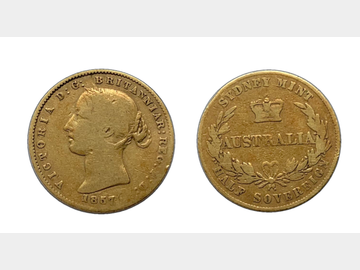 1857 AUSTRALIAN SYDNEY MINT HALF SOVEREIGN