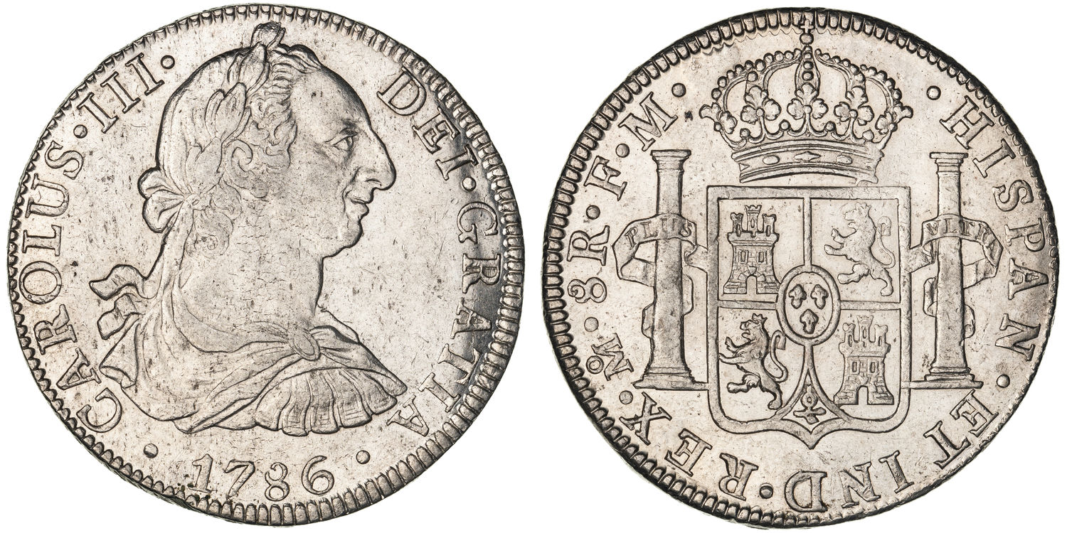 Colonial Mexico, Charles III, Spanish Pillar Dollar, Eight Reales, 1786, VF